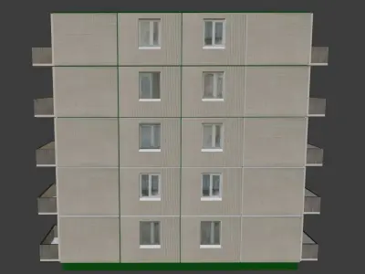 Soviet Building 5 Floors Low-poly 3D model