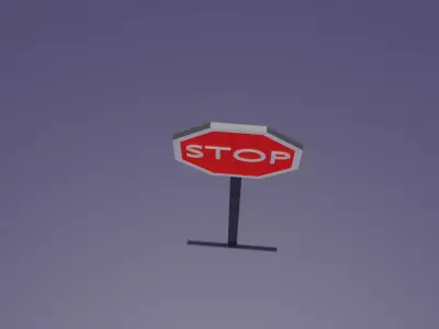 Low Poly Stop Sign City Builder Stylized Road Sign Asset Low-poly 3D model