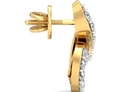 Yellow gold diamond earring-P3 PSER-03 3D print model