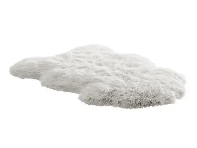 White fluffy sheepskin carpet 3D model