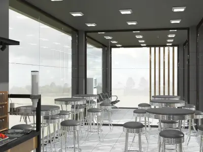 Stop with a cafeteria 3D model