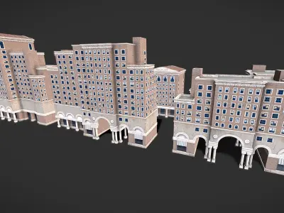 Buildings Low-poly 3D model