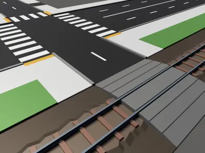 City Roads Tiles Asset Pack Low-poly 3D model