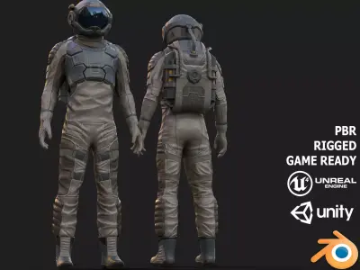 SX01 Male Space Suit LITE VERSION Low-poly 3D model