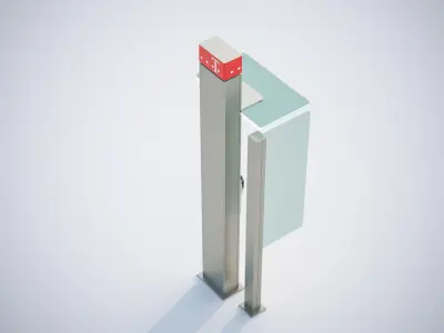 Telephone booth with information board 3D model