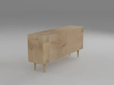 wooden cabinet unit Low-poly 3D model