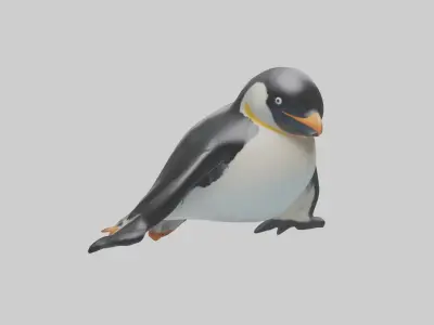 Penguin sliding on belly model Low-poly 3D model