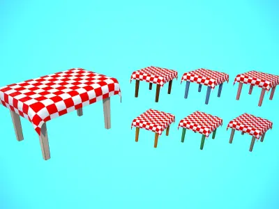 TABLE 01 TABLECLOTH FURNITURE CARTOON STYLIZED  Low-poly 3D model