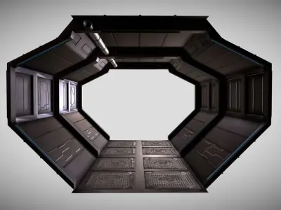Sci-fi Corridor Low-poly 3D model get