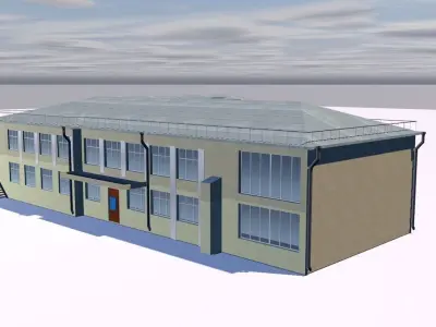 Shop model office building on cloudy day 3D model