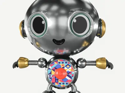 Small Cute Robot Low-poly 3D model