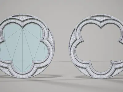 Highpoly Circular Gothic Window Type4 3D model