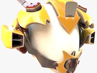 Yellowish Tech Helmet 3D model