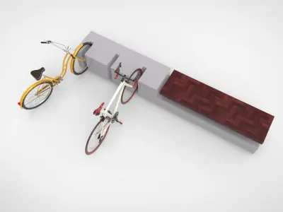 Public bike parking Low-poly 3D model