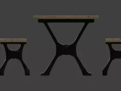 Weathered Urban Picnic Table 3D Model Low-poly 3D model