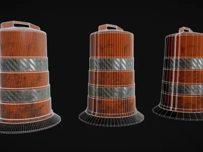 Orange Traffic Barrel 3D model