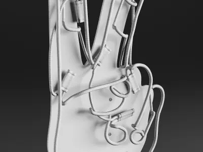 Neon Victory and Peace Wall Sign 3D model