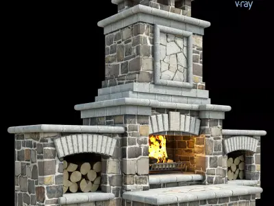 Outdoor Fireplace 012 Low-poly 3D model