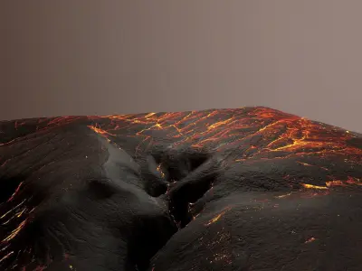 Lava Terrain Magma Surface Landscape PBR 01 Low-poly 3D model