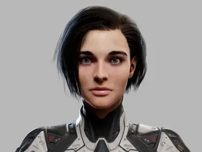 Female Sci Fi Girl Low-poly 3D model