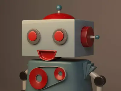 cyborg cartoon robot Low-poly 3D model