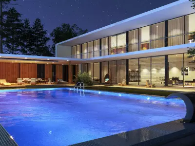 Exterior Night Scene 3D model  3D model