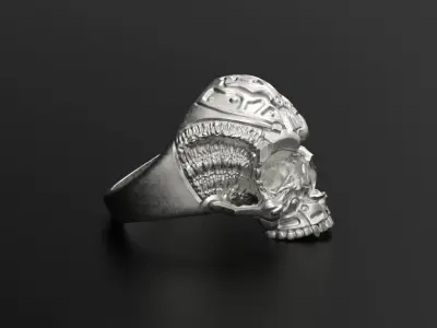 Biomechanical Skull Ring STL 3D print model