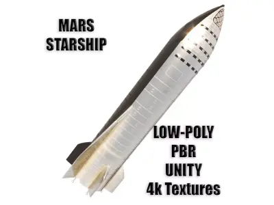 Elon Musk Starship Low Poly MARS Rocket PBR 4k ready game render Low-poly 3D model