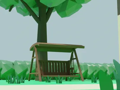 Low-poly swing chair Free low-poly 3D model