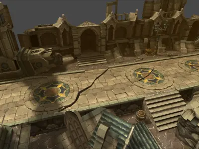 Fantasy Chess RPG Environment - Ruined City Low-poly 3D model