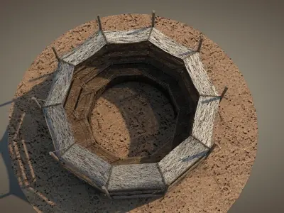 Wooden Battle Arena Low-poly 3D model