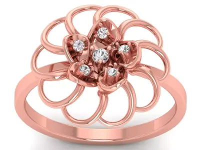 Solitaire Wedding Engagement Women Light Weight Flower Rings 3D print model shop