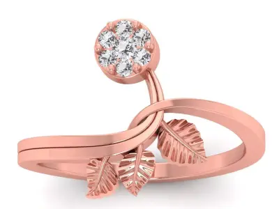 Solitaire Wedding Engagement Women Light Weight Bypass Rings 3D print model 5
