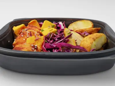 Poke bowl lunch box with cabbage chicken potatoes  3D model