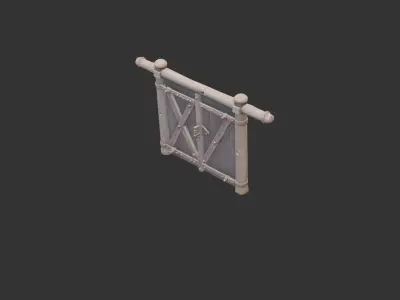 Old Wooden Barn Gate Low-poly 3D model