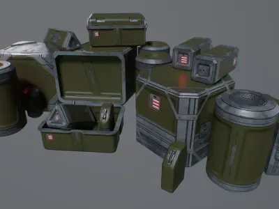 Sci-Fi Logistics Prop Pack Low-poly 3D model