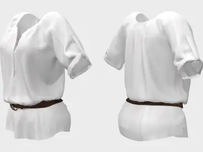 Ladies Shirt with Belt Low-poly 3D model