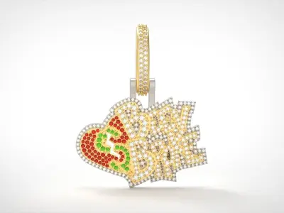 Model 711 Been Broke Heart Diamond Name Pendant 3D print model