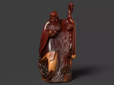 Chinese Wooden Carving Statue  Low-poly 3D model