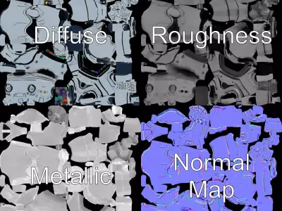 Silver Retro Robot model pack Low-poly 3D model