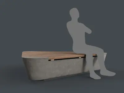 Modern Outdoor Bench 100 PBR Game Ready Low-poly 3D model