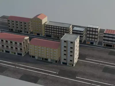 City Buildings Pack  Modular Urban Architecture Set Low-poly 3D model