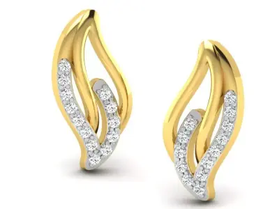 Gold Diamond Women Earring 3D print Model 3D print model 69