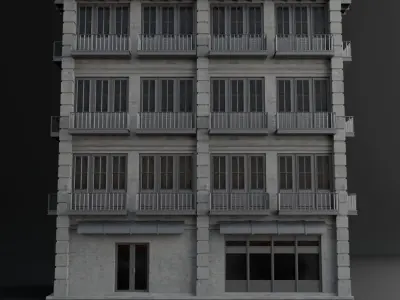 OLD RETRO CLASSICAL BUILDING 3 Low-poly 3D model
