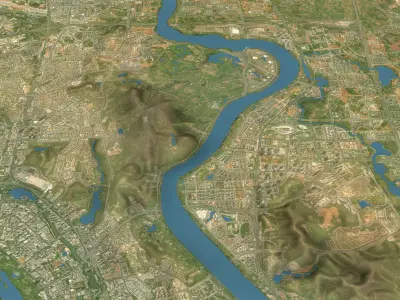 Nanning - Topography Terrain Low-poly 3D model