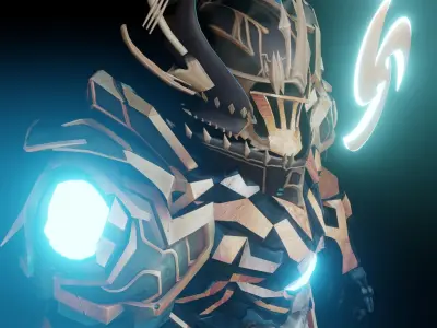 Orkious man in armor with lights 3D model