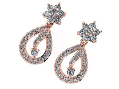 light Wight white gold diamond Earring-Nk-76ER 3D print model