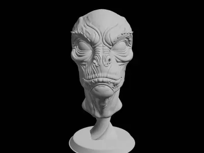 Reptilian Alien Head 3D Print Model Scaled Extraterrestrial S... 3D print model