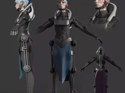 Futuristic Human model Low-poly 3D model