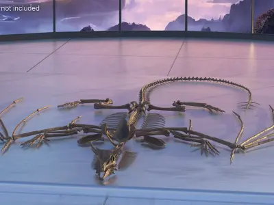  Fossilized Dragon Skeleton in Unfolded State for 3D Print 